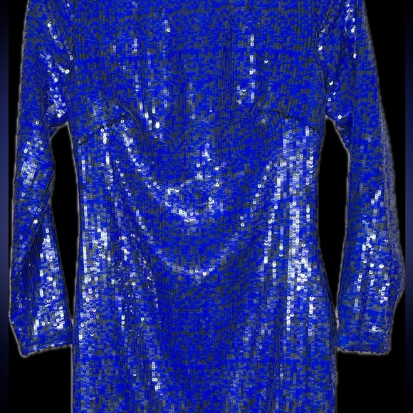 Dress the Population Sparkling rainbow Blue Long Sleeve Dress - Picture 4 of 10
